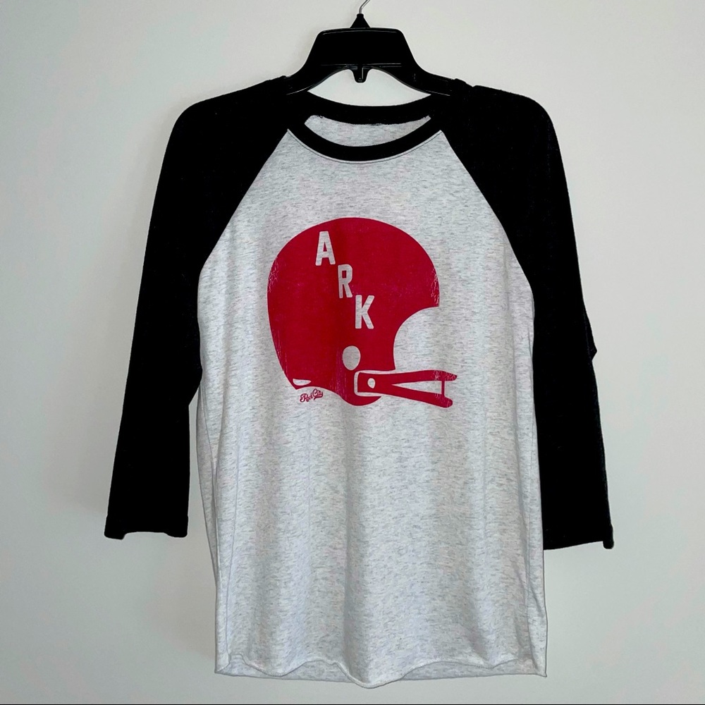 Arkansas Razorbacks Football Shirt Rock City 3/4 Sleeve Baseball Tee - Size S